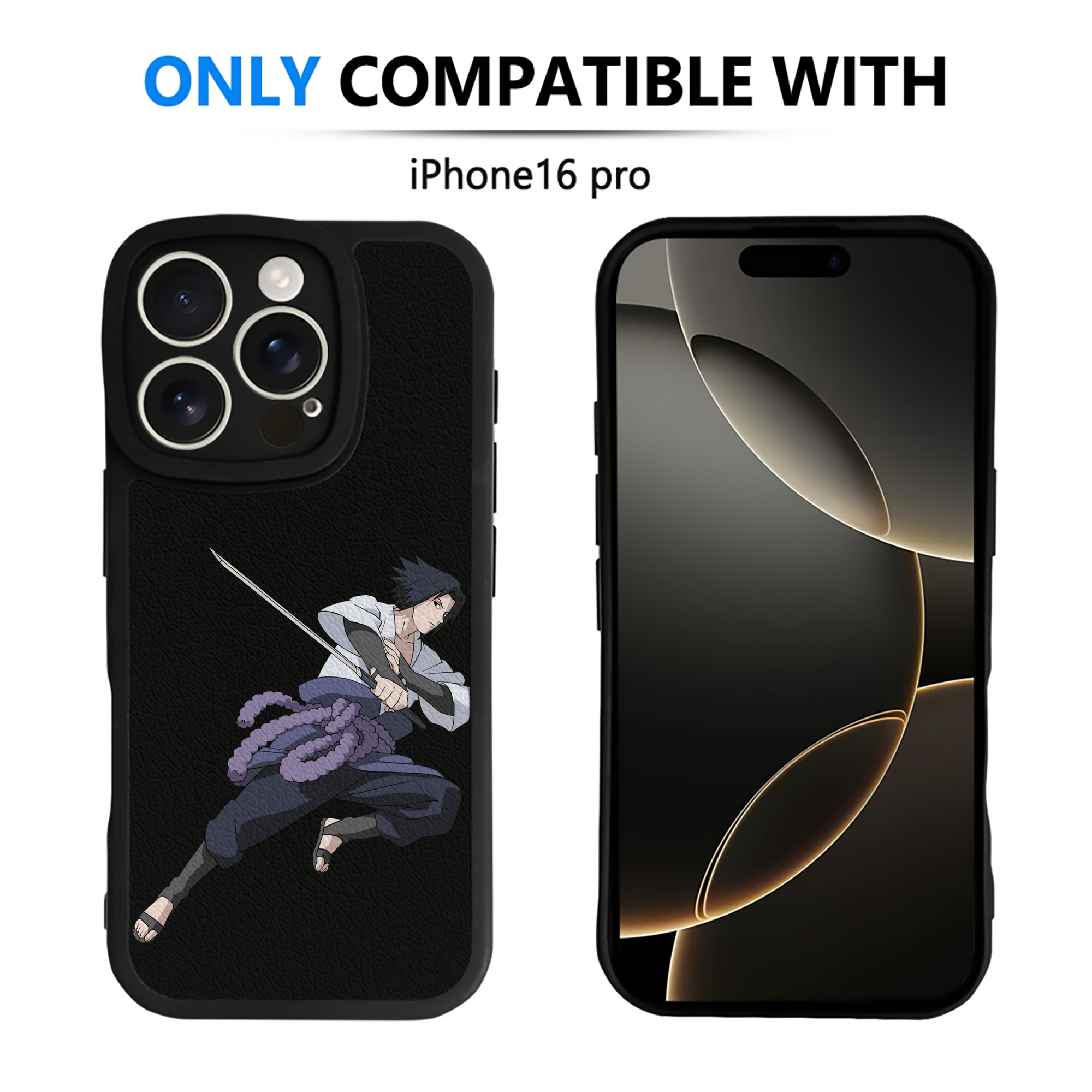 （画像用） NARUTO -ナルト- うちは サスケ Uchiha Sasuke 【iPhone 16シリーズ対応】シリコンスマホケース（レザー調） 材質：シリコン